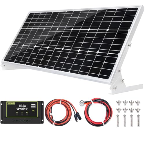 Topsolar 100W 12V Solar Panel Kit Battery Charger 100 Watt 12 Volt Off Grid System for Homes RV Boat + 30A Solar Charge Controller + Solar Cables + Brackets for Mounting