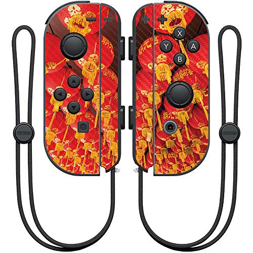 MightySkins Carbon Fiber Skin for Nintendo Joy-Con Controller - Chinese Lanterns | Protective, Durable Textured Carbon Fiber Finish | Easy to Apply, Remove, and Change Styles | Made in The USA