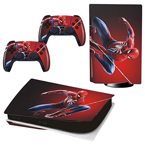 Decal Skin Compatible with PS5 Console (Disk Edition) and Controllers, Durable, Scratch Resistant, Bubble-Free, Protective Sticker Accesories for Playstation 5Red and Black
