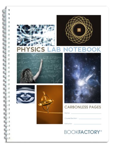 BookFactory Carbonless Physics Lab Notebook - 25 Sets of Pages (8.5' X 11') (Duplicator) with Scientific Grid Pages, Durable Translucent Cover,Wire-O Binding (LAB-025-7GW-D (Physics))