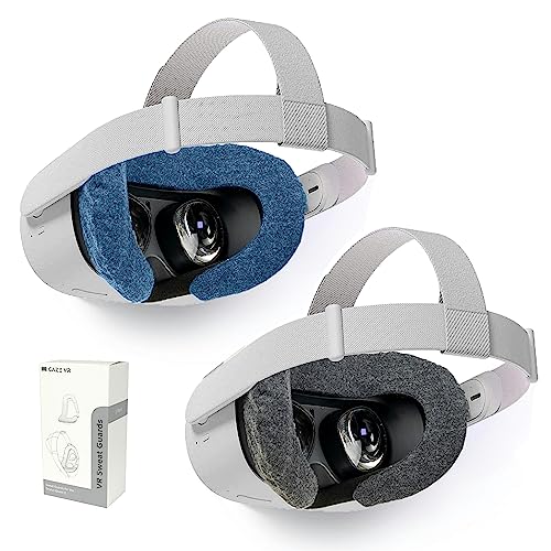 Gaze VR Sweat Guards for Oculus (Meta) Quest 2 | Comfortable & Absorbant | 2 Pack (Blue & Grey)