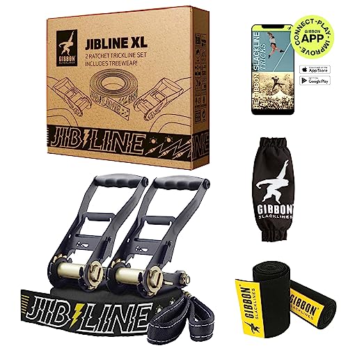 Gibbon Slacklines Jibline treewear, jumpline, trickline, Advanced, Perfect Leisure Activity Yellow, X-Large