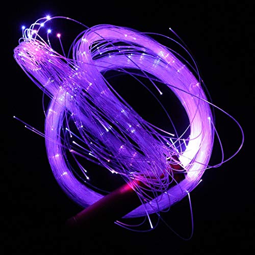 YIHAIXINGWEI Fiberflies Pixelwhip Fiber Whip Optical LED Flash Rope Light Pink Handle Dance Props Swing Beating Decoration Tools 12 Colorful Light Night Club Bar Party Toy with Free 3D Glasses.