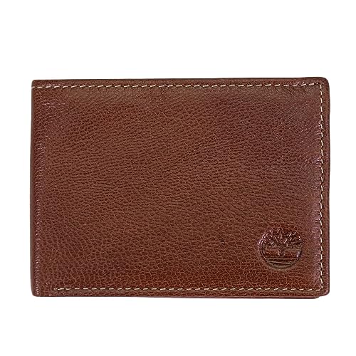 Timberland Men's Genuine Leather RFID Blocking Passcase Security Wallet, Brown, One Size