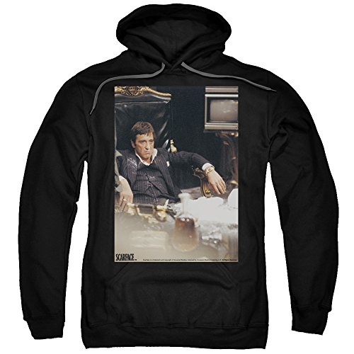 Trevco Scarface Sit Back Unisex Adult Pull-over Hoodie for Men and Women, 3X-Large Black
