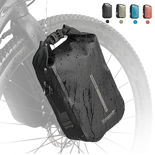 Rhinowalk Bike Bag Front Fork Waterproof Pannier Bag Bike Saddle Bag Rack Bicycle Bag Shoulder Bag 4L for E-Scooter Mountain Bike Accessories Black