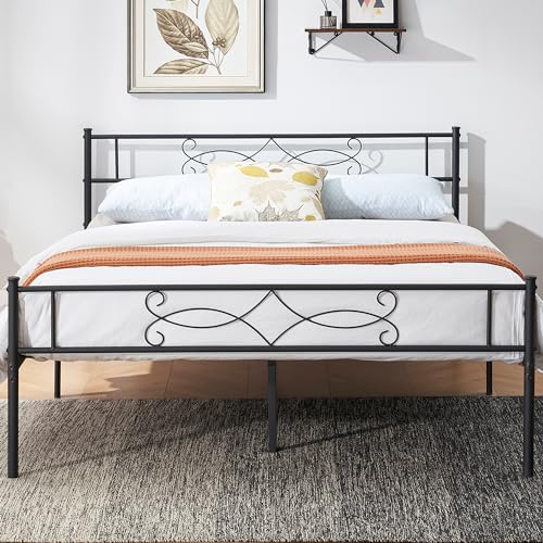 VECELO Queen Size Bed Frame,No Box Spring Needed,with Headboard