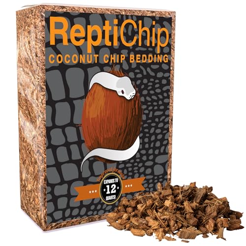ReptiChip Reptile Bedding Loose Coconut Chip Substrate 12 Quart Coco Husk Substrate Mulch for Snake Habitat, Ball Python Terrarium, Turtle and Lizard Tanks, Tortoise Enclosure