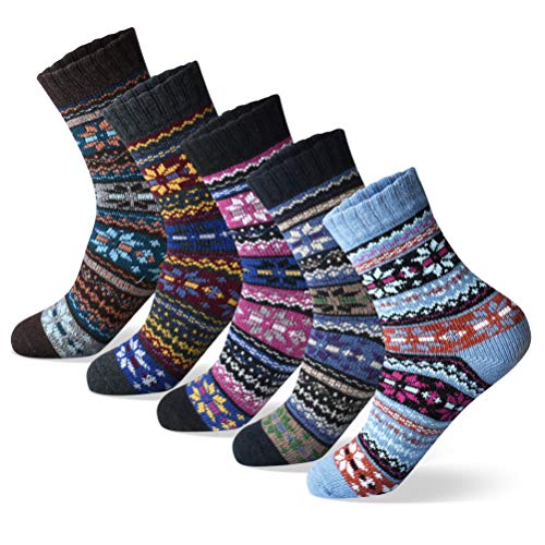 MORECOO Womens Winter Socks - Christmas Gift for Women - Thick Wool Socks Soft Warm Casual - Women Socks Gift Socks 5 Pairs