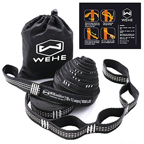 Hammock Straps Extra Strong & Lightweight,36 Loops, 2000LBS Breaking Strength,100% No Stretch Polyester,Tree Friendly,Quick&Easy Setup Best Suspension System