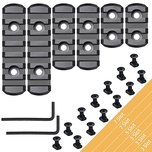 TOCNGAEK Polymer Picatinny Accessory Rail Single Picatinny Rail，3 3 5 5 7 7 Slot Black