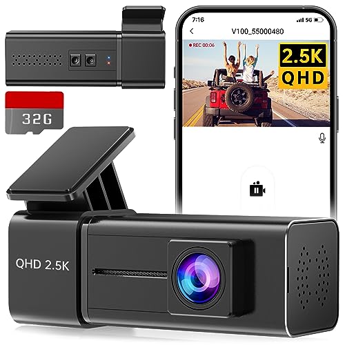 Dash Cam WiFi 2.5K 1440P Front Dash Camera for Cars, E-YEEGER Car Camera Mini Dashcams with App, Night Vision, 24H Parking Mode, G-Sensor, Loop Recording, Free 32G Card, Support 256GB Max