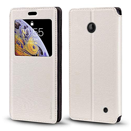 Nokia Lumia 630 Case, Wood Grain Leather Case with Card Holder and Window, Magnetic Flip Cover for Nokia Lumia 635