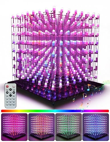 iCubeSmart 3D8RGB Led Cube Kit DIY Electronics Kit 8x8x8 Led Light Cube DIY Soldering Project Kit (3D8RGB-KIT)