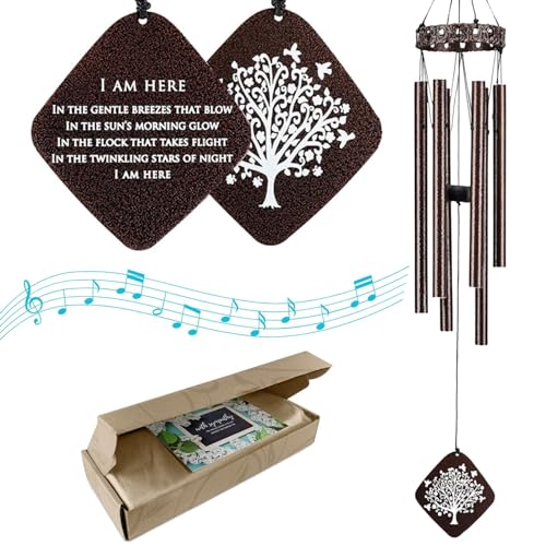 Solsken Home Memorial Wind Chimes - Sympathy Wind Chimes - Sympathy Gifts for Loss of Loved One - Card Included - Sweet Tones - Relaxing - Bronze - 29'