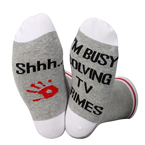 ZJXHPO Crime Junkie Sock Gift Crime Show Fan Gift Shhh.. I'm Busy Solving TV Crimes Lover Novelty Sock Gift (:Shhh Crimes)