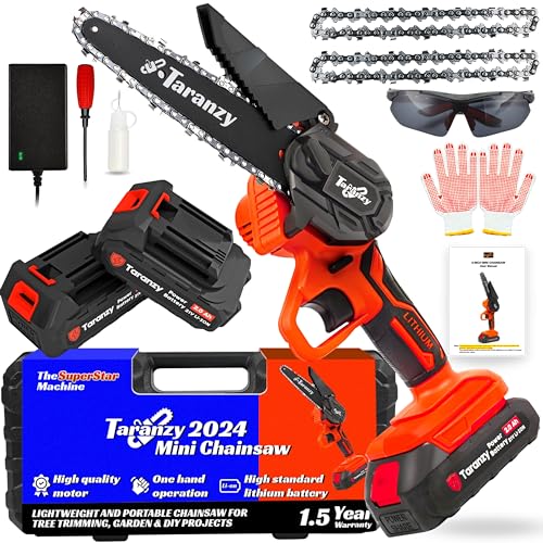Mini Chainsaw 6 Inch, 2024 Taranzy Rechargeable Super Mini Cordless Chainsaw, Cordless Battery Chainsaw, Handheld Electric Saw, Wood Cutting Tree Trimming