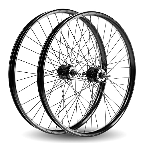 BBR Tuning Heavy Duty 12 Gauge 26Inch x 1.25 Inch Bike Rim Wheelset - Bicycle Wheel - Mountain Bicicleta - Freewheel Disc Brake Ready - Black