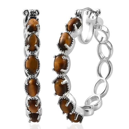 Shop LC Platinum Tigers Eye Hoop Earrings for Women Fashion Jewelry Unique Gifts Birthday Gifts Christmas Gifts for Women