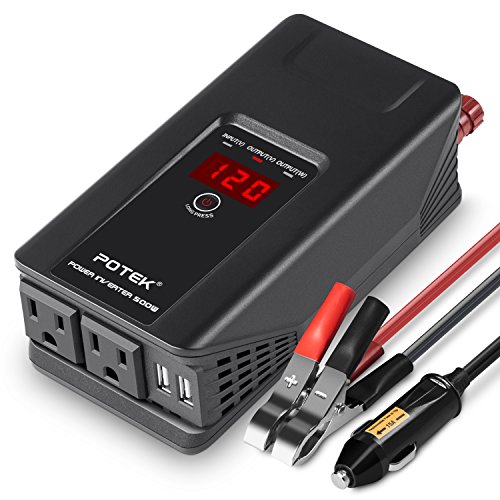 Potek 500w power inverter DC 12V to AC 110V Car Adapter with 2 5V/2A usb charging output