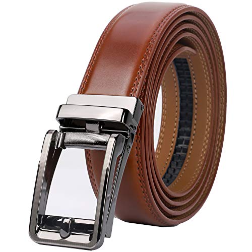 Lavemi Men's Real Leather Ratchet Dress Casual Belt, Cut to Exact Fit,Elegant Gift Box(36-32315 Brown 44')