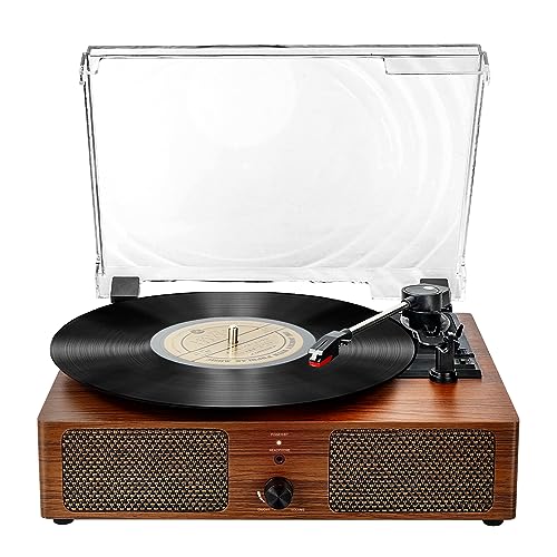 Record Player Bluetooth Turntable for Vinyl with Speakers & USB Player,Vinyl to USB,3 Speed Belt Driven LP Vintage Phonograph for Home Decoration