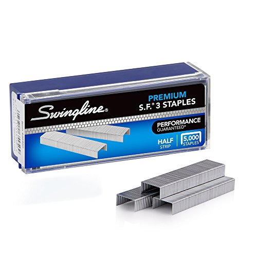 Swingline Staples, S.F. 3, Premium for Desktop Staplers, 1/4' Length, 105/Strip, 5000/Box, Jam Free, Half Strip (35440)