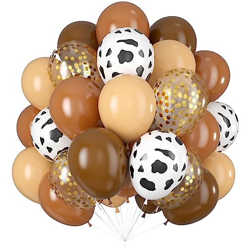 Blush Brown Balloons Cow Print Balloons for Cowboy Farm Decorations Cowgirl 12inch Gold Confetti Nude Neutral Helium Balloon Tan Coffee Brown Balloons Yard Farmhouse Country Birthday Party Supplies