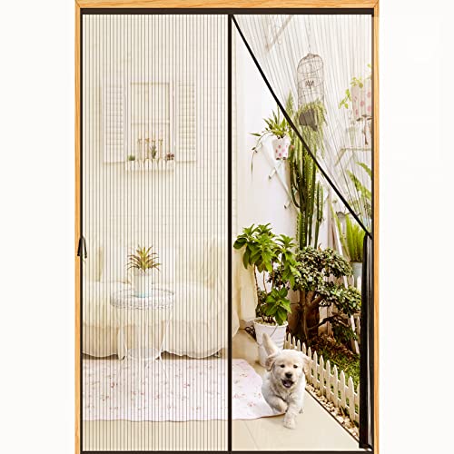 Magnetic Screen Door Mesh-Fit 36x82inch Door-Screen Door Itself Size 38x83inch-Keeps Bugs Mosquito Out - Magnet for Interior Door Patio Outdoor Gym Crafts Sun House,Black