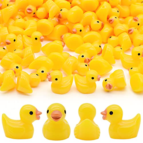 Yuronam 70 Pcs Tiny Ducks Mini Resin Ducks Miniature Ornaments for Slime, Dollhouse, Garden Decoration(Yellow)