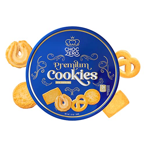 ChocZero Keto Butter Cookies - Sugar Free Danish Shortbread Gift - Gluten Free, Low Carb (1 tin, 12 oz)