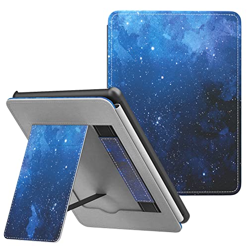 MoKo Case for 6.8' Kindle Paperwhite (11th Generation-2021) and Kindle Paperwhite Signature Edition, Lightweight PU Leather Cover Stand Shell with Hand Strap for Kindle Paperwhite 2021, Blue Sky Star