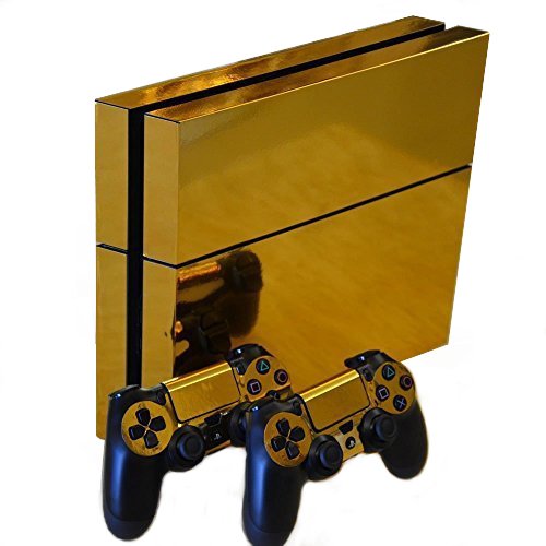 Honbay Gold Glossy Decal Skin Sticker for Playstation 4 PS4 Console+Controllers