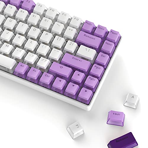 XVX Pudding Keycaps - PBT Keycaps, Shine Through Keycaps, Full Size Keyboard Keycaps Set, Custom Keycaps for 61/68/84/87/82/100 Cherry Gateron MX Switches Mechanical Keyboard, White/Purple