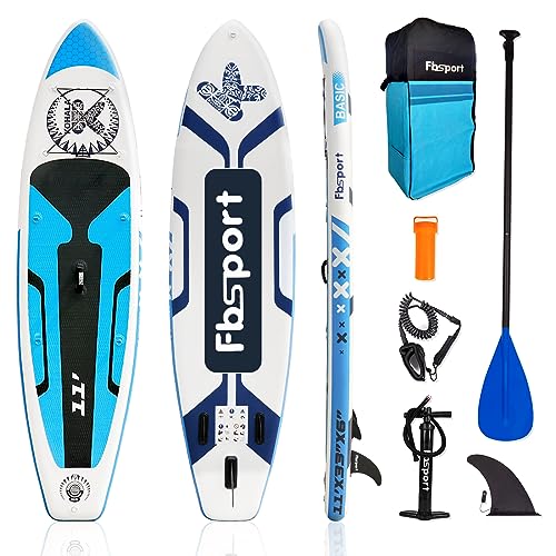 FBSPORT Premium Inflatable Stand Up Paddle Board, Yoga Board with Durable SUP Accessories & Carry Bag | Wide Stance, Surf Control, Non-Slip Deck, Leash, Paddle and Pump for Youth & Adult
