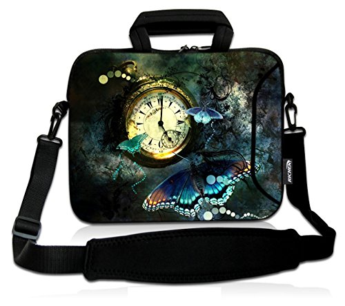 RICHEN 17 inch Laptop Shoulder Bag Carrying Case PC Cover Pouch with Handle Fits 15.6/16/17/17.3/17.4 inch Notebook (16-17.3 inch, Clock & Butterfly)