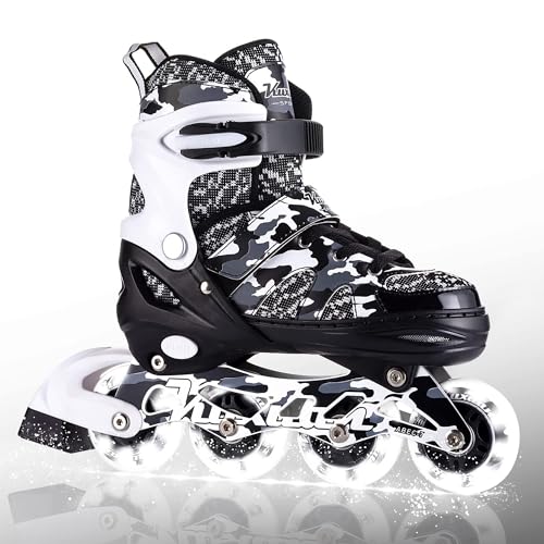 Kuxuan Boys Adjustable Inline Skates with Light up Wheels, Fun Illuminating Skates for Kids Girls Youth