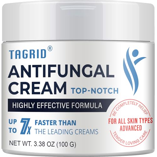 TAGRID Top-Notch Antifungal Cream - Relieve Stubborn Ringworm, Jock Itch, Eczema, Tinea Versicolor, Athlete's Foot for Humans, Seborrheic Dermatitis, Psoriasis Cream 3.4 oz, Dark Blue