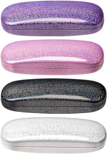 ZONLY Eyeglasses Case,(4 Piece) Unisex Hard Shell Eyeglasses Cases Protective Case For Glasse (Glitter)