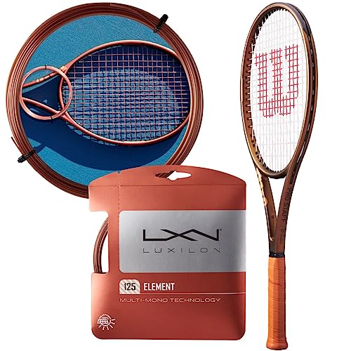 Wilson Pro Staff 97 v14 Tennis Racquet (4 1/2' Grip) Strung with Desert Bronze Luxilon 4G 125 String at Mid-Range Tension