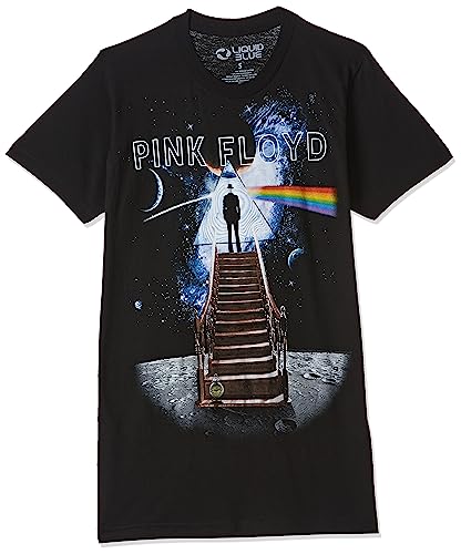 Liquid Blue unisex adult Pink Floyd Stairway to the Moon T-shirt T Shirt, Black, X-Large US