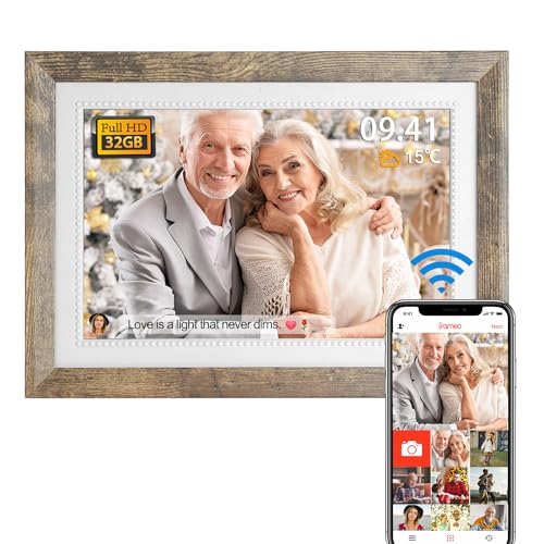 FRAMEO Digital Picture Frame 10.1-inch WiFi Digital Photo Frame 1280 * 800 IPS HD Color Touch Screen easyto Set 32GB Storage Free Share Photos and Videos Through FRAMEO app Anytime Anywhere