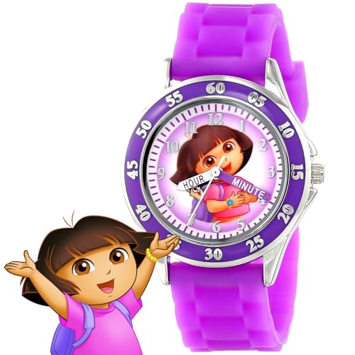 Dora the Explorer by Nickelodeon Analog Quartz Watch for Kids – Purple Time-Teaching Watch with Easy-Read Dial