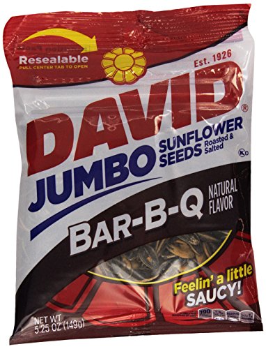 DAVID Seeds Roasted & Salted Bar-B-Q Jumbo Sunflower Seeds, Keto Friendly, 5.25 oz
