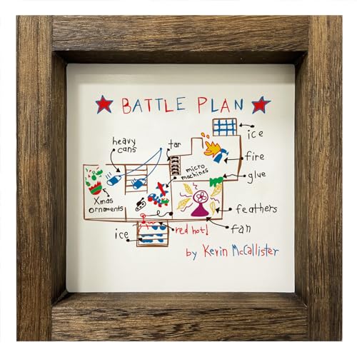 Home Alone Merchandise Gifts, Funny Home Alone Christmas Decorations, Novelty Home Alone Wood Sign, Home Alone Prints with Wood Frame for Table Wall Holiday Decor, Xmas Tiered Tray Decor, 7x7 inch