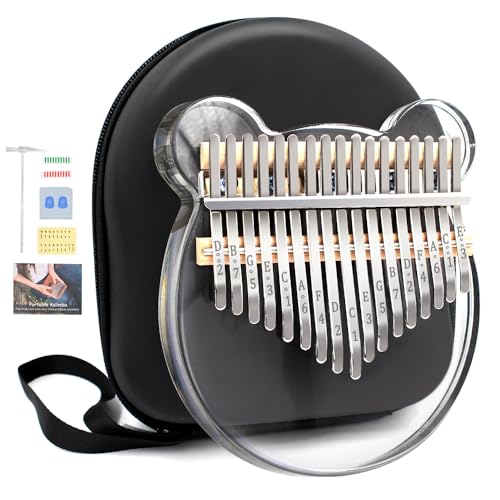 Acrylic Kalimba Thumb Piano,YUNDIE Portable 17 Keys Mbira Crystal Finger Piano, Musical Instruments Birthday Gift for Kid Adult Beginners Professional(Clear) (17 Keys)
