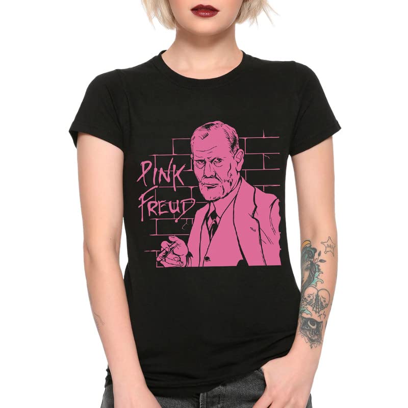 Pink Freud The Wall Women's T-Shirt, Sigmund Freud Shirt Small Black