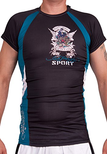 Ed Hardy Mens Panther Mesh Crew Tee Top - Black - Medium