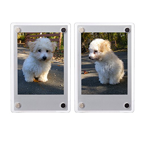 FoRapid 2 PCS 3-inch 2-Sided Clear Acrylic Refrigerator Magnetic Photo Frame-Elegant Frameless Display Fujifilm Mini 9 8 8+ 70 7s 90 25 26 50s Film/Cards/Memos/HP Pocket Photo Paper/2x3 Photo