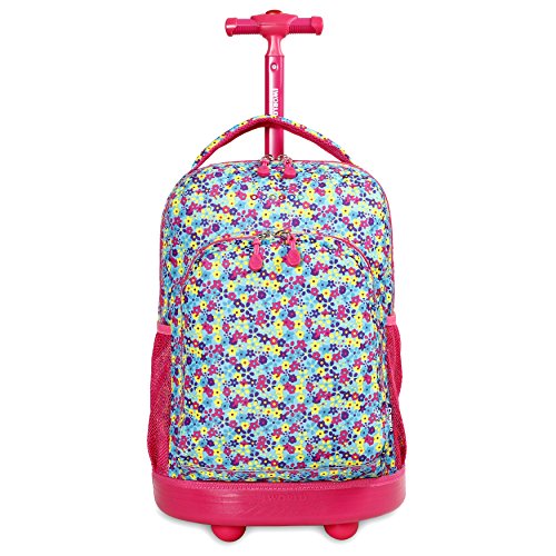 J World New York Sunny Rolling Backpack for Kids and Adults, Floret, One Size